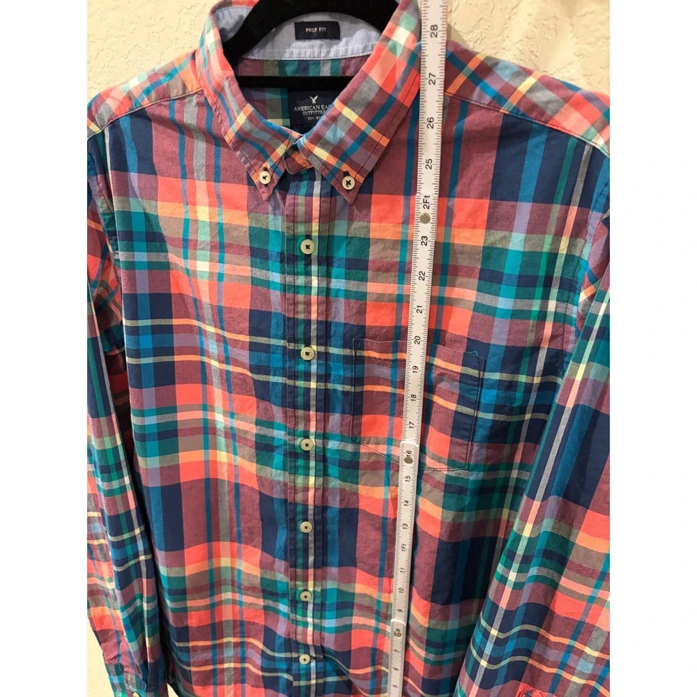 American Eagle Outfitters Mens Prep Fit Plaid Button Down Shirt Multi Color Med - Picture 4 of 5